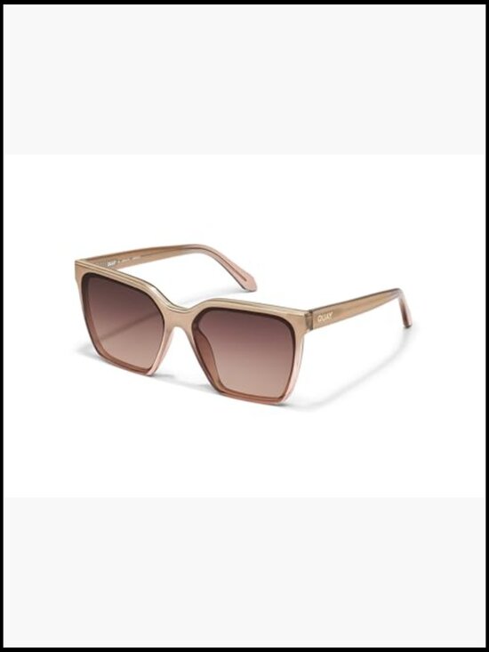 Oversized Square Sunglasses with UV Protected Lenses, Metal Brow Bar